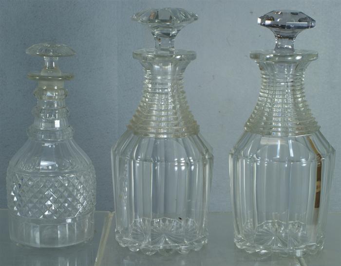 Appraisal: early decanters one with mismatched stopper approx h c Estimate