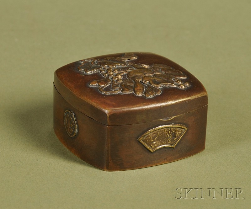 Appraisal: Japanese Mixed Metal Snuff Box late th century with slightly