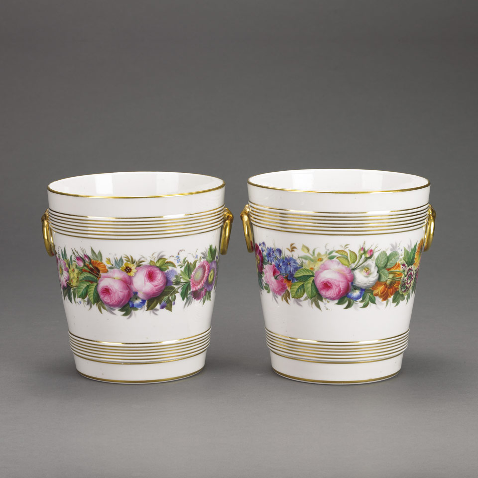 Appraisal: Pair of Edouard Honore Paris Porcelain Cachepots and Stands c