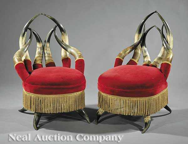 Appraisal: A Pair of American Innovative Horn Chairs late th early