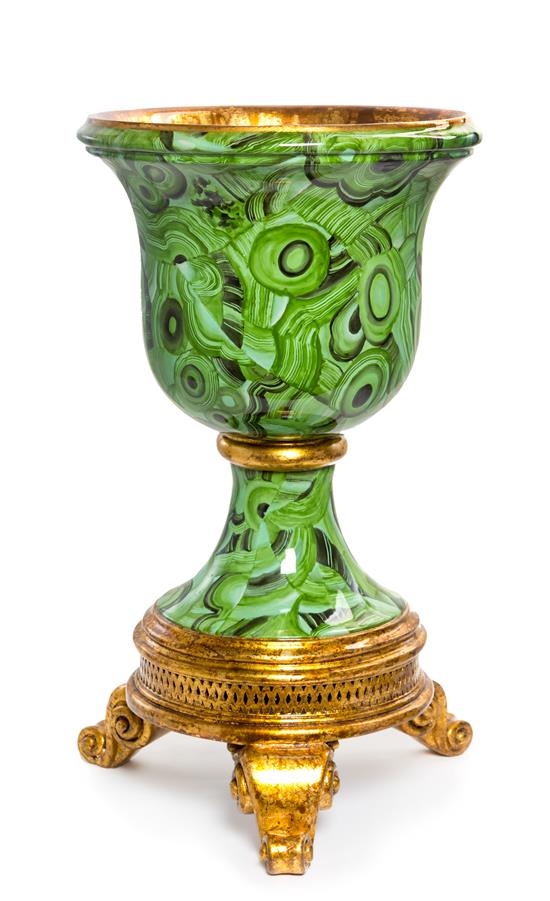 Appraisal: Sale Lot A Gilt and Faux Malachite Painted Wood Urn