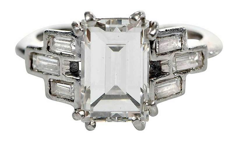 Appraisal: Platinum Diamond Ring center step cut diamond cts I VS