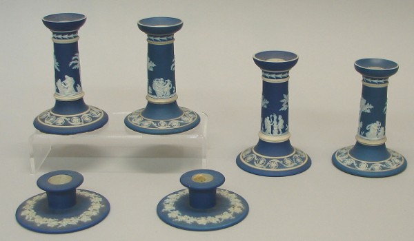 Appraisal: Lot of six Wedgwood candlesticks four measure tall and feature