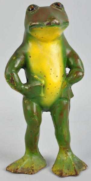 Appraisal: Cast Iron Standing Frog Doorstop Imposing standing full-figure frog with