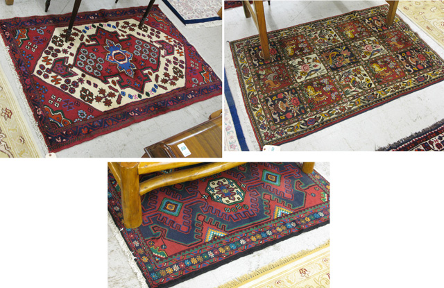 Appraisal: THREE HAND KNOTTED PERSIAN AREA RUGS ' X ' Bakhtiari