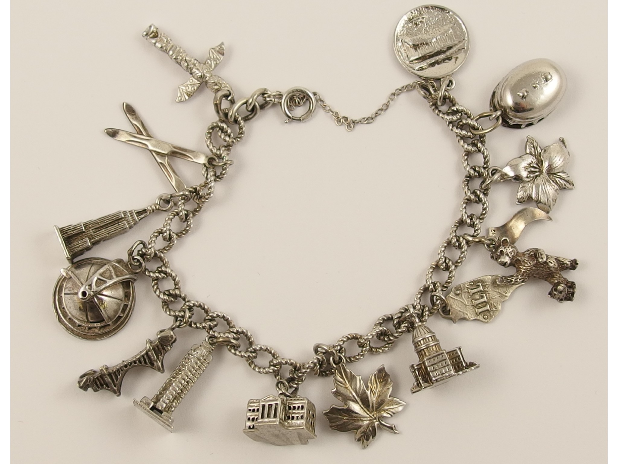 Appraisal: A silver and white metal charm bracelet