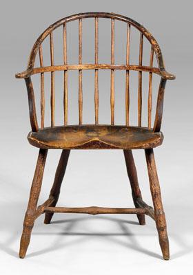 Appraisal: Fine Rhode Island Windsor armchair sack back with shaped arm