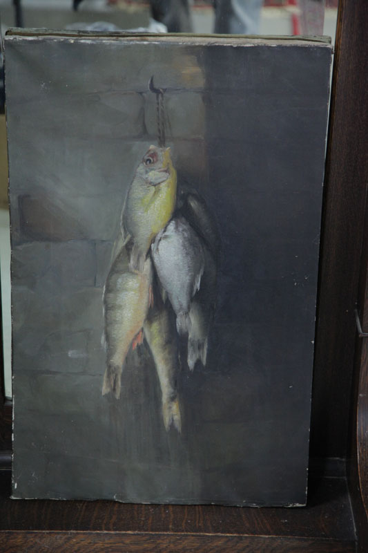 Appraisal: STILL LIFE PAINTING WITH FISH AMERICAN LATE TH EARLY TH