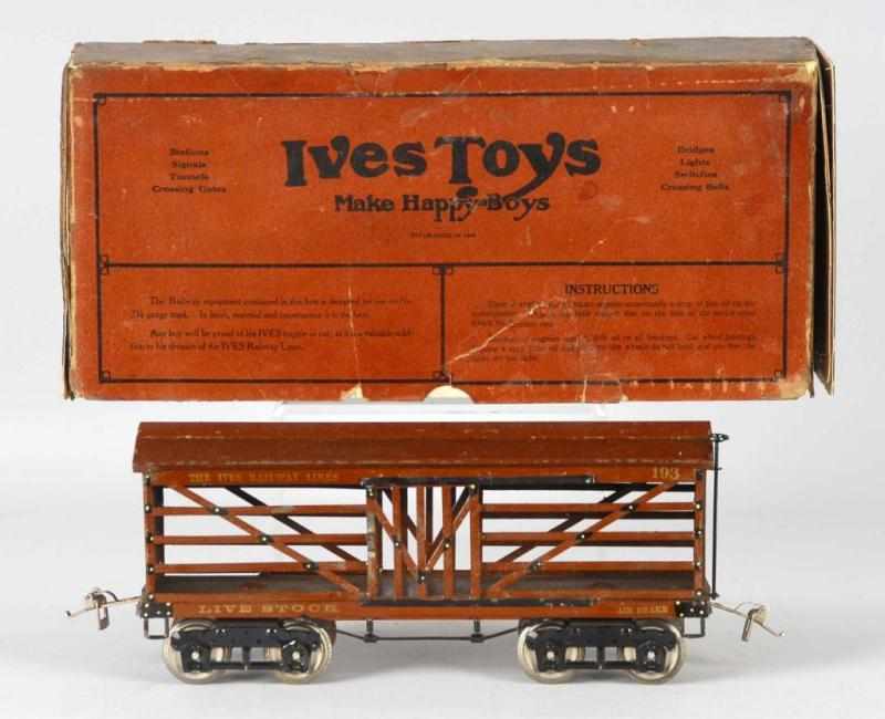 Appraisal: Ives Standard-Gauge No Cattle Car Description American Cattle car shows