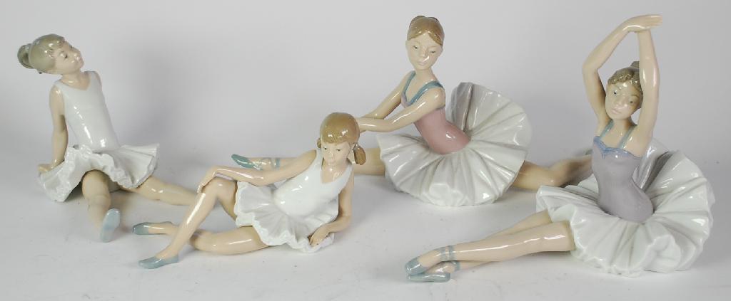 Appraisal: FOUR NAO CHINA FIGURES OF BALLERINAS one modelled doing the