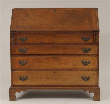 Appraisal: American Chippendale-Style Cherry Slant-Front Desk Comprised of antique and later