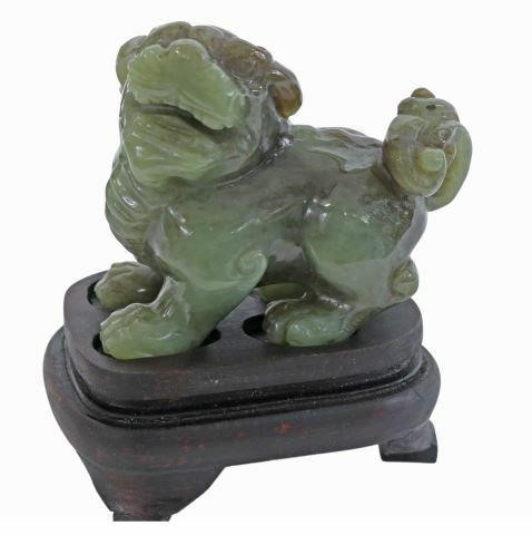 Appraisal: Chinese nephrite jade foo lion figurine finely carved details depicted