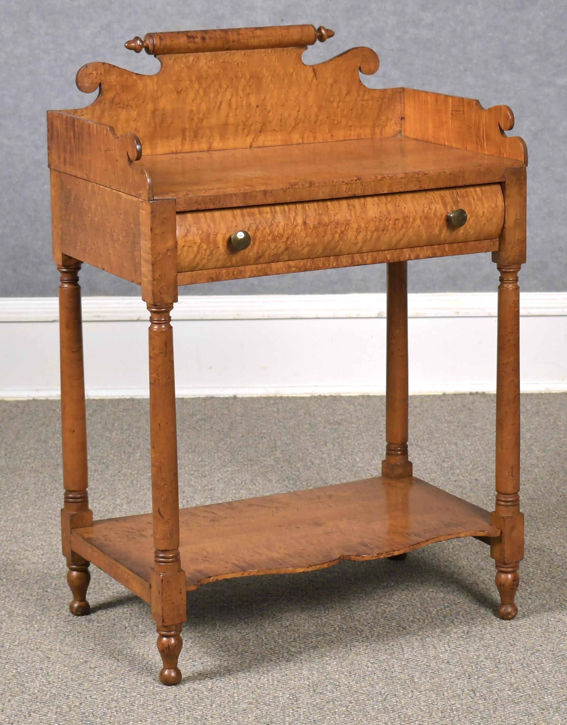 Appraisal: TH C TIGER AND BIRDSEYE MAPLE WASHSTAND Ca with a