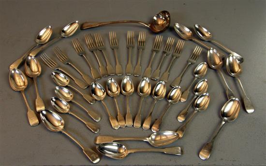 Appraisal: George III silver Fiddle Pattern cutlery by William Eley and