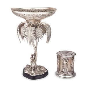 Appraisal: A Silverplated Compote with Elephant and Palms th Century together