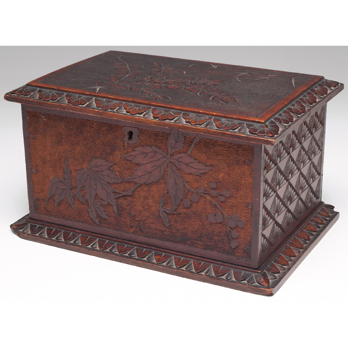 Appraisal: Cincinnati Art Carved box leaf and berry and stylized designs