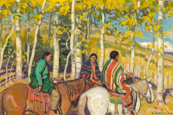 Appraisal: Ernest Martin Hennings American - Indian Horsemen signed 'E M