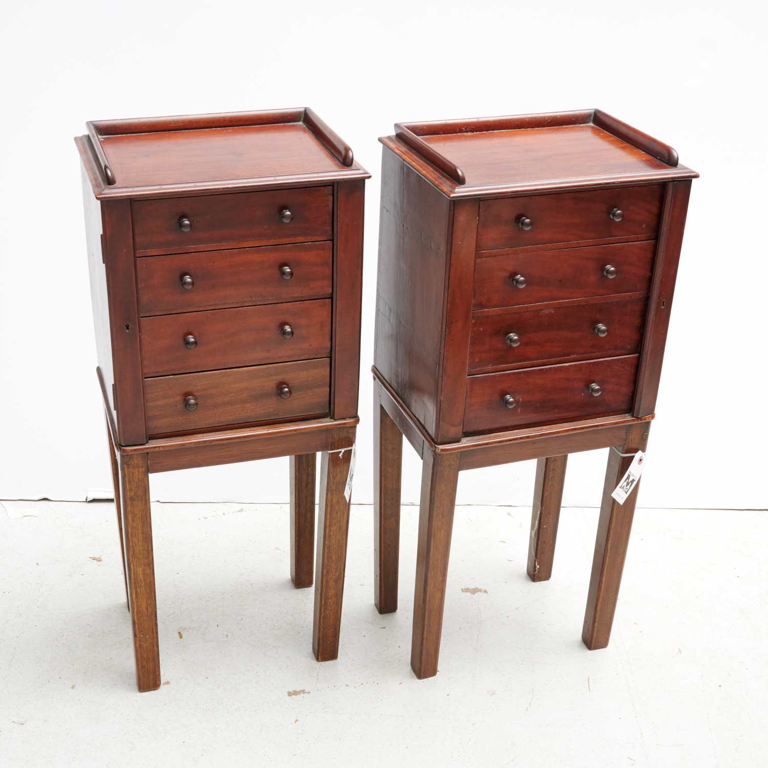 Appraisal: PAIR VICTORIAN LOCK-SIDE MAHOGANY NIGHT TABLES th th c with