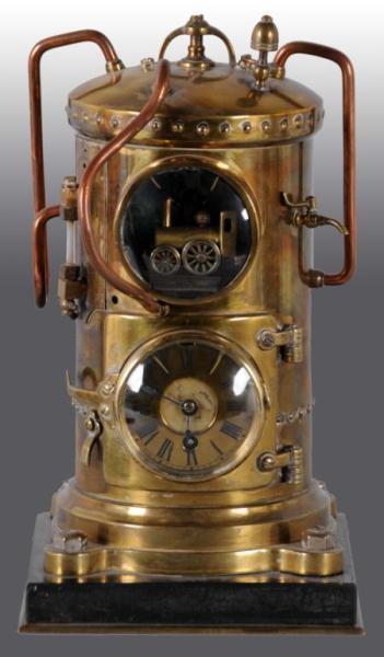 Appraisal: Industrial Clock Depicting a Steam Locomotive Description French Upon winding