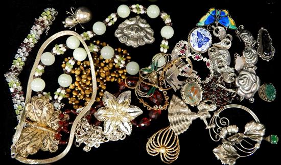 Appraisal: JEWELRY Costume jewelry pieces most pieces marked sterling some silver