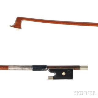 Appraisal: Nickel-mounted Viola Bow the round stick stamped ERNST KREUSLER and