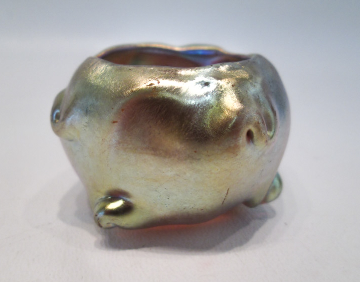 Appraisal: LOUIS COMFORT TIFFANY ART GLASS SALT BOWL gold iridescent with