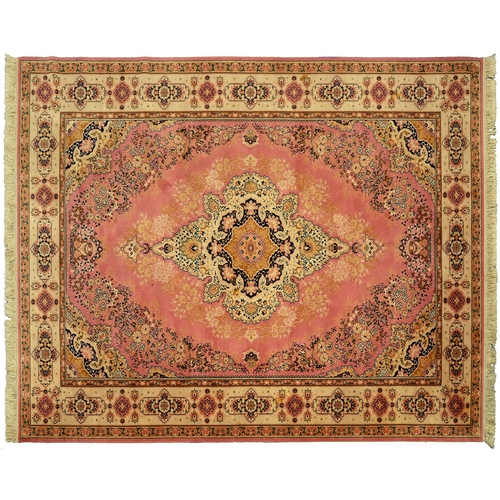 Appraisal: A pink ground rug x cm More Information Localised wear