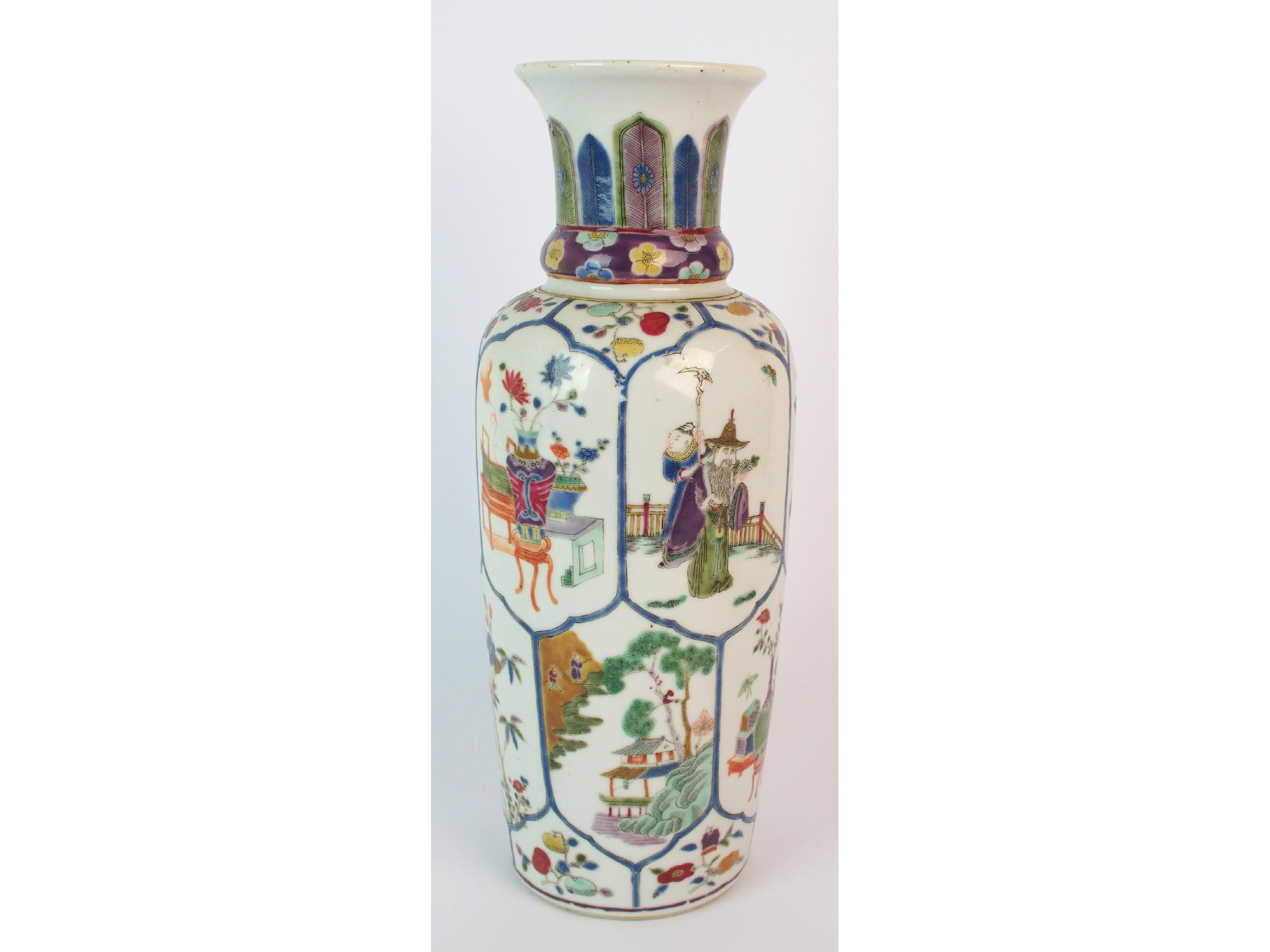 Appraisal: A Chinese famille verte vasepainted with panels of figures precious