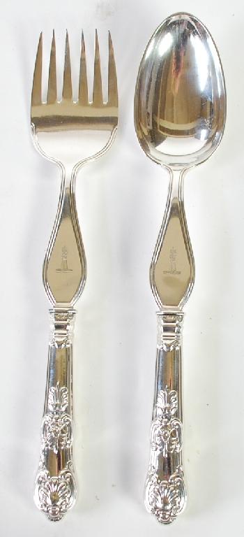 Appraisal: WILLIAM IV PAIR OF SILVER SERVING FORK AND SPOON by