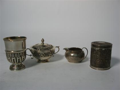 Appraisal: Continental silver cup th th century Together with floral repousse