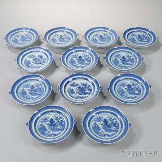 Appraisal: Twelve Fitzhugh Porcelain Warming Dishes China th century imperfections ht