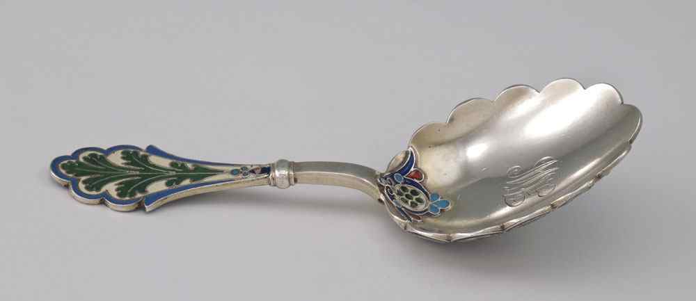 Appraisal: A FINE RUSSIAN SILVER ENAMEL SPOON Hallmarked with - St