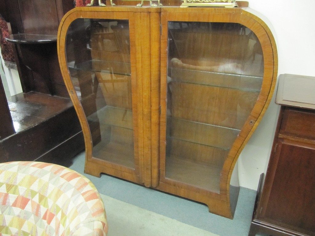 Appraisal: Art Deco walnut display cabinet