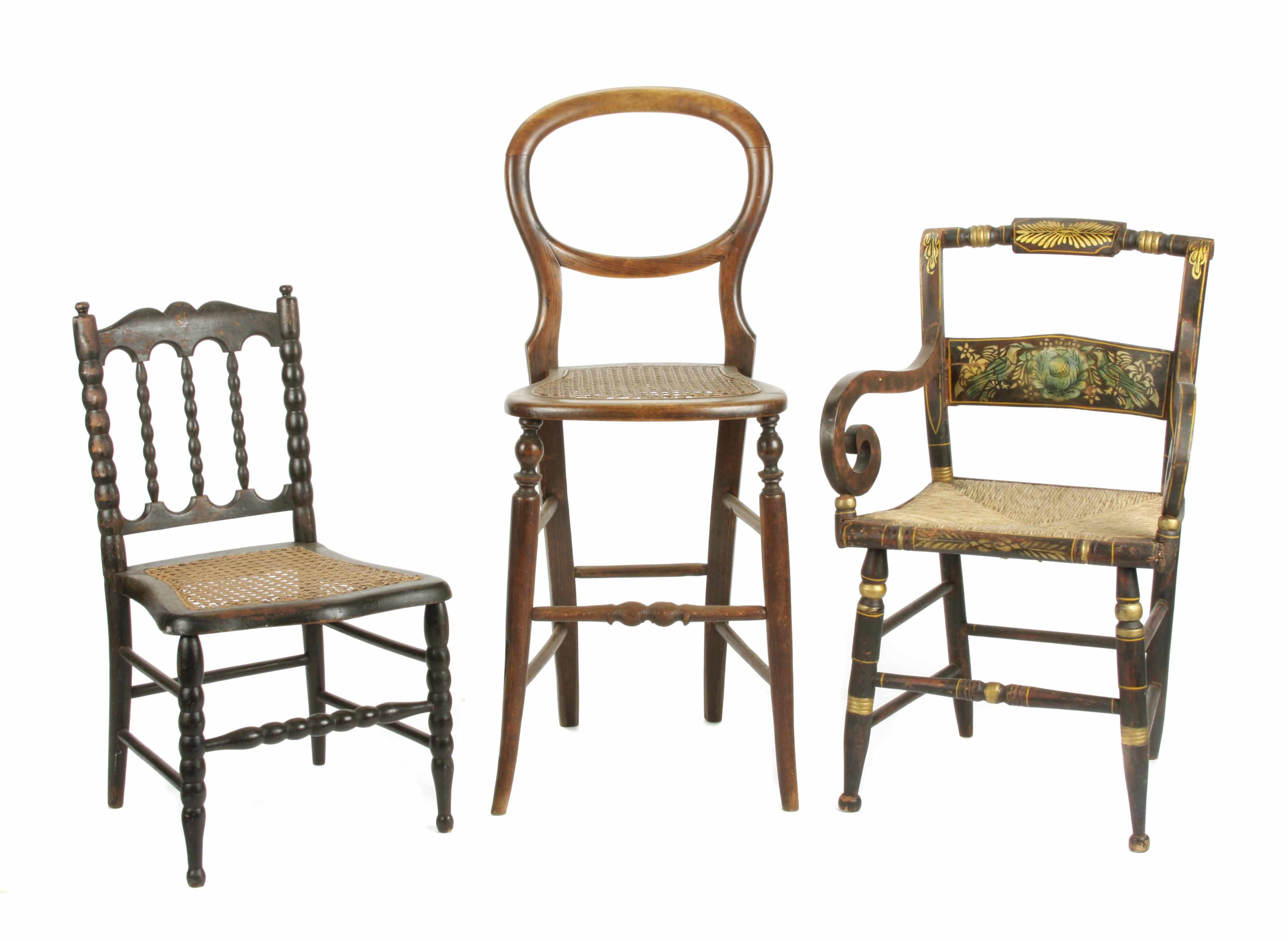 Appraisal: A group of three Victorian child's chairs height of tallest