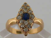 Appraisal: A late th century sapphire and diamond marquise ring the