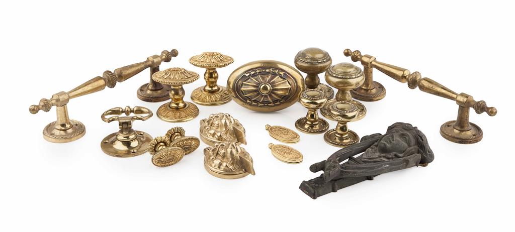 Appraisal: COLLECTION OF NEOCLASSICAL STYLE GILT METAL DOOR ACCESSORIES comprising door