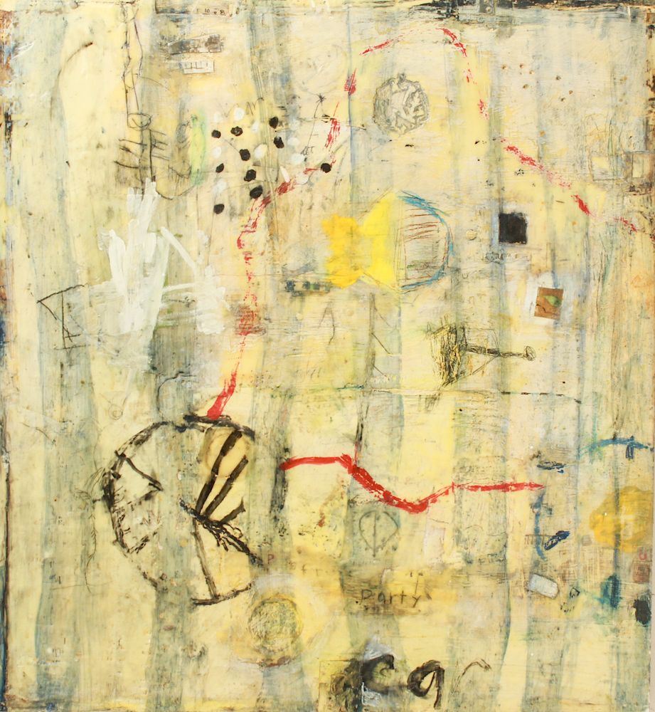 Appraisal: Susanna Dent P is for Party Encaustic on Panel Susanna