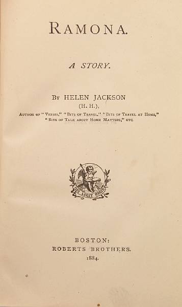 Appraisal: JACKSON HELEN HUNT - Ramona A Story Boston Roberts Brothers