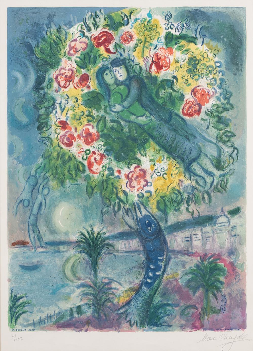 Appraisal: MARC CHAGALL - COUPLE ET POISSON lithograph in colors on