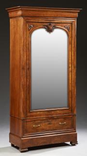 Appraisal: French Louis Philippe Single Door Carved Walnut Ar French Louis