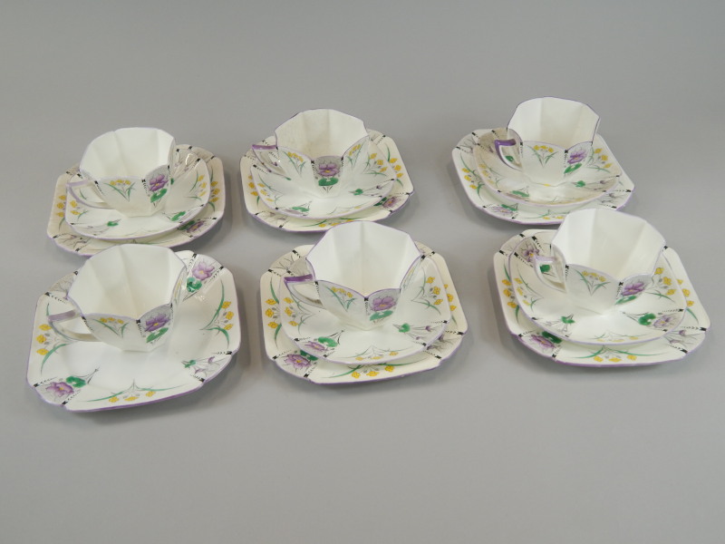 Appraisal: A Shelley porcelain part tea service decorated with pansies in