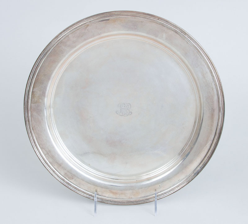 Appraisal: TIFFANY CO MONOGRAMMED SILVER CIRCULAR TRAY Mark for - with