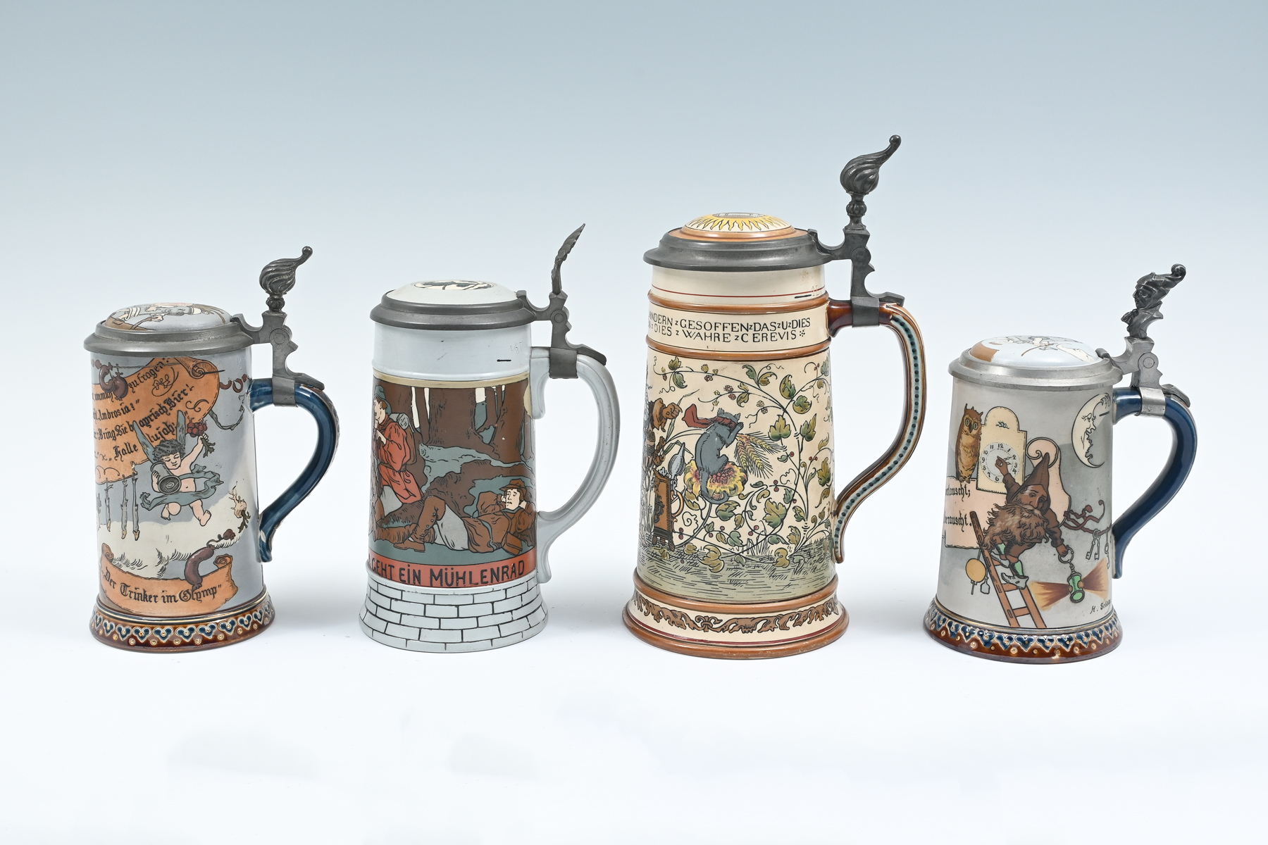 Appraisal: PC METTLACH FIGURAL BEER STEINS Comprising - Mettlach -B L