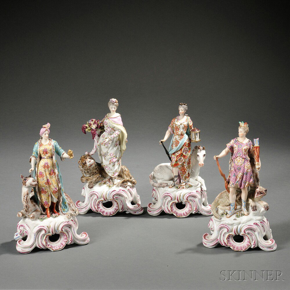 Appraisal: Continental Hard Paste Porcelain Figures Representing the Four Continents th