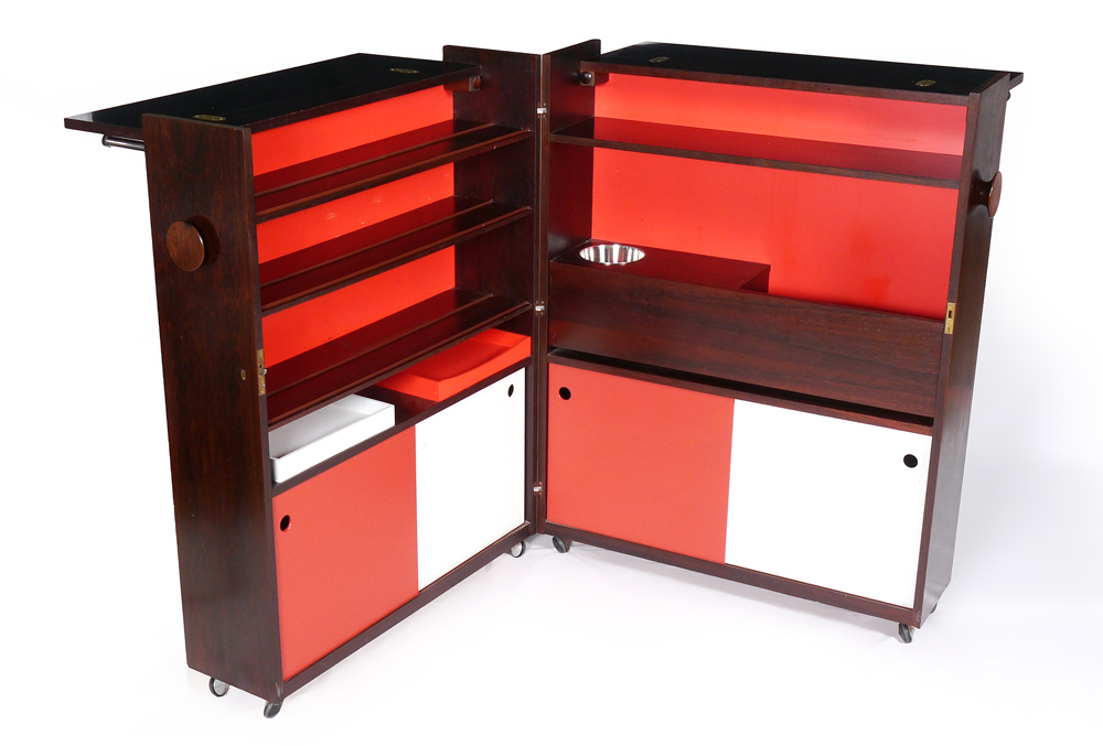 Appraisal: DYRLUND ROSEWOOD MID CENTURY MOBILE BAR Designed by Erik Buck