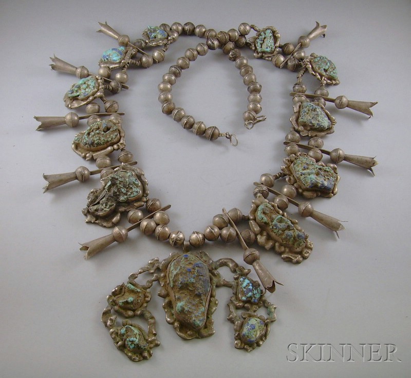 Appraisal: Navajo Silver Squash Blossom Necklace marked with maker's names and