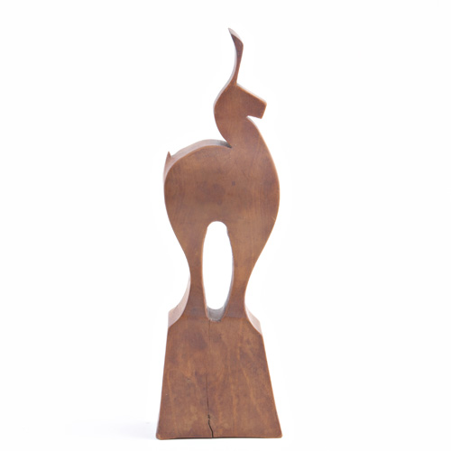 Appraisal: WHARTON ESHERICK Carved walnut sculpture of a stylized stag on