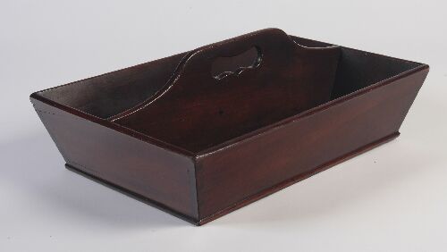 Appraisal: A Georgian mahogany cutlery tray the two-divisioned galleried tray with