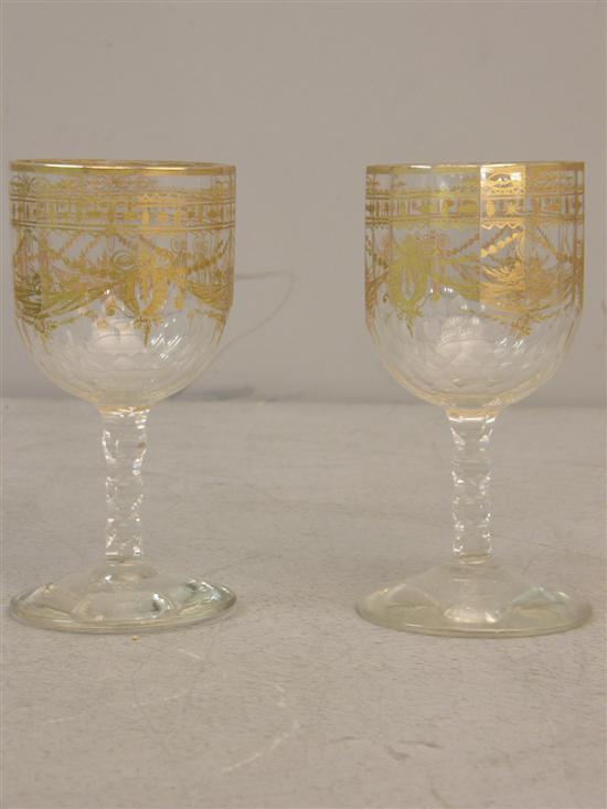 Appraisal: Pair of th Century clear glass goblets with gilt decoration