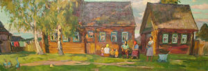 Appraisal: Serov Russian late th century- Villagers by the side of